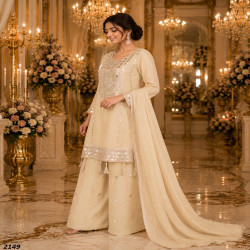 Women's Premium Simar Silk Hand Mirror Work Gharara Suit Set with Dupatta